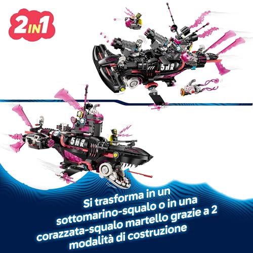 DREAMZzz 2 in 1 Sottomarino-Squalo Nightmare - Giocattolo Modulare con 2 Opzioni di Costruzione, 2 Velivoli Staccabili e 5 Minifigure tra cui Mateo e Astrid - Regalo per Bambini da 9 Anni - 71500 - Lego - Immagine 4