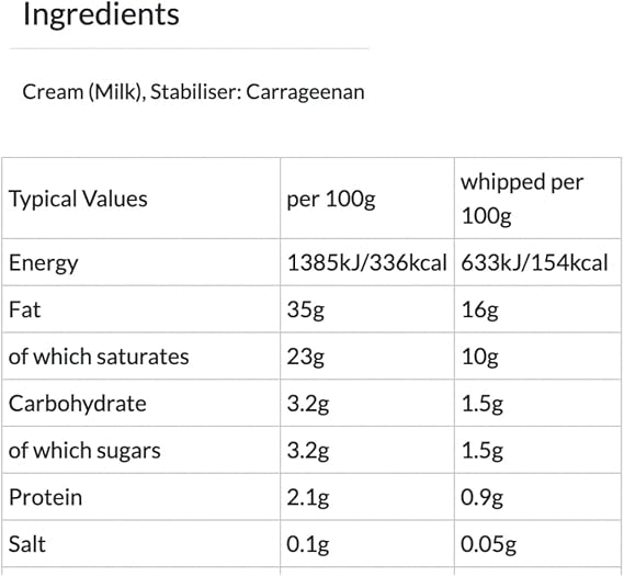Professional Lakelands Real Dairy Whipping Cream (3 x 1 Litre)