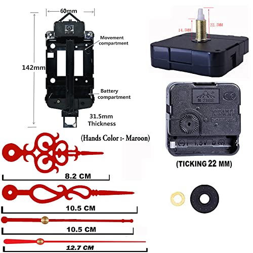 Image of TIK-TIK Pendulum Type Quartz Clock Moviment Mechanism 22 MM Ticking Motor DIY Kit (Maroon,Red 1)