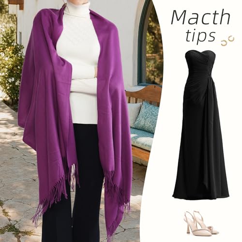 Image of RIIQIICHY Women's Fringe Shawl Wrap Pashmina Scarf for Wedding Evening