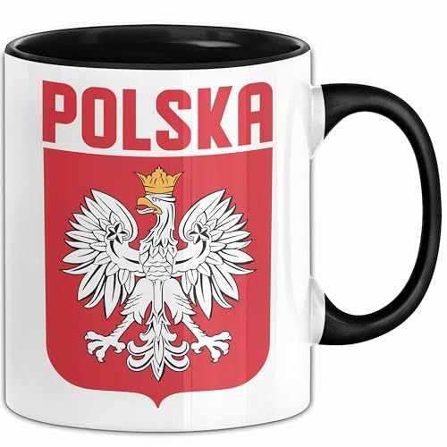 Polska Tasse Geschenk Polen Fußball 2024 Flagge Kaffee-Becher (Schwarz)