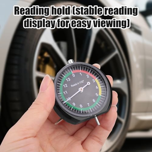 Image of Tire Tread Depth Gauge, Professional Dial Type Tire Tread Depth Gauge with Color-Coded Zones for Car Truck Motorcycle & Bus, Accurate 1 /32 inch Increments Reading