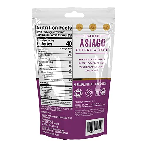 Image of Fresh Gourmet Asiago 100% Real Cheese Crisps, Great for Snacking and Salad Topper,1.76 Ounce (Pack of 12)