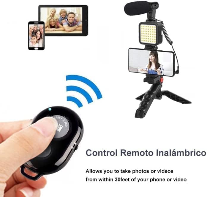 Image of Drumstone (๐๐ ๐๐๐๐ซ๐ฌ ๐๐๐ซ๐ซ๐๐ง๐ญ๐ฒ) Vlogging Kit with Microphone, LED Light & Tripod - Phone Holder Video Rig for Smart Phones, YouTube, TikTok, Live Streaming, Content Creation & Recording