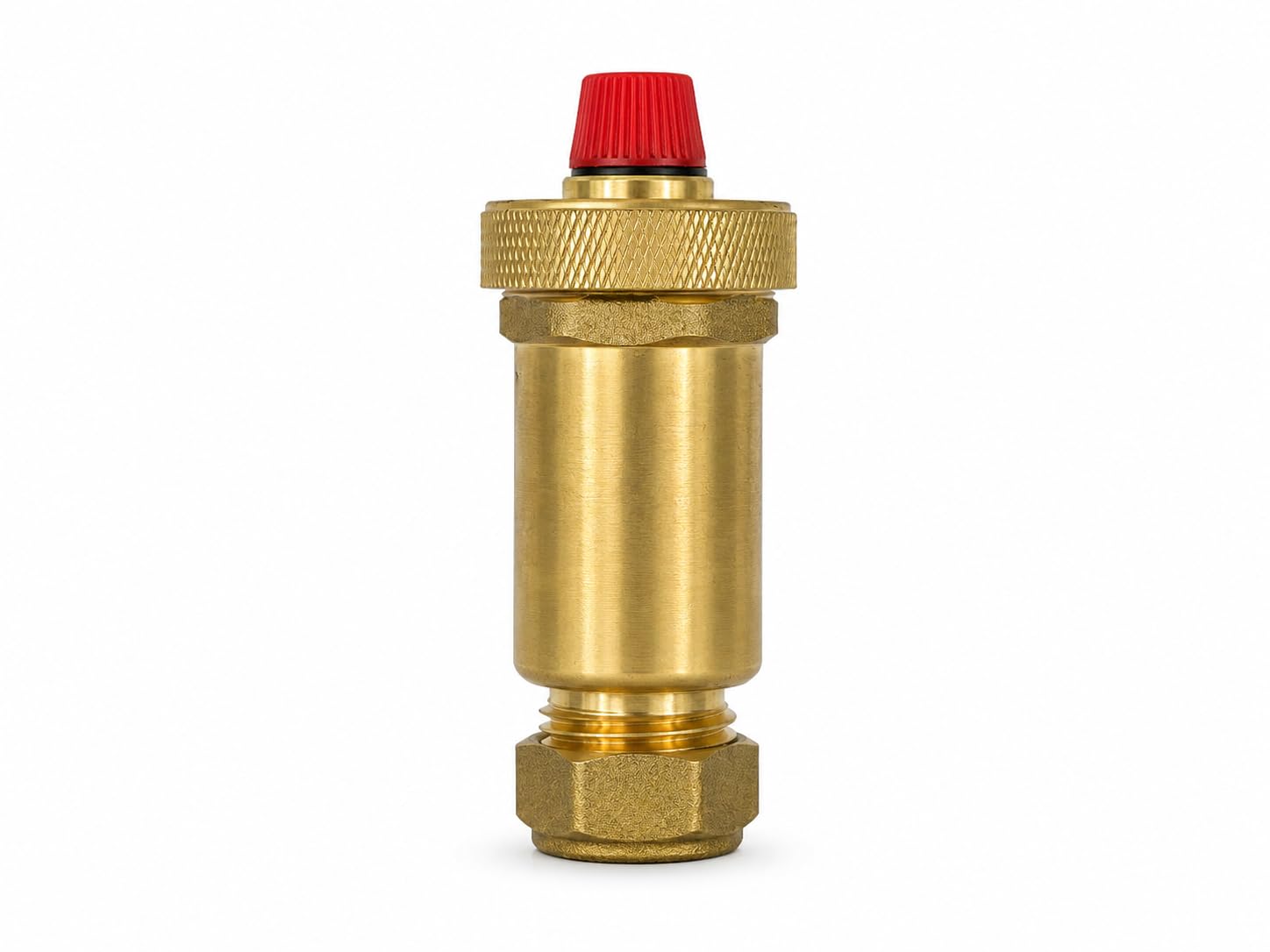 Evo Brass 15Mm Automatic Air Vent – Cylinder-Style Central Heating Air Release Valve With Compression Fitting, 6 Bar