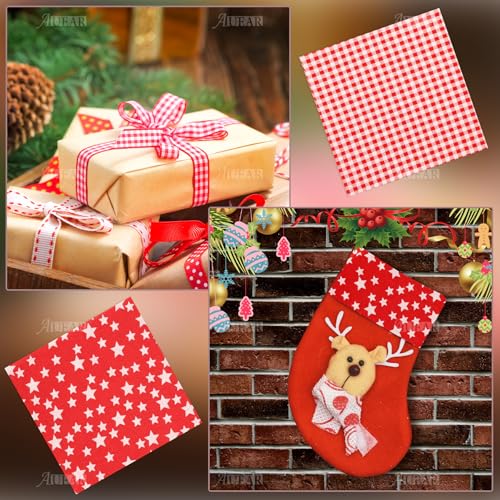 AUEAR, 35 Pack Cotton Print Fabric Bundle Squares 9.8"x9.8" Quilting Sewing Floral Precut Sheets for DIY Scrapbooking Dot Pattern (Bright Colors: Red & Blue Yellow Pink Green)