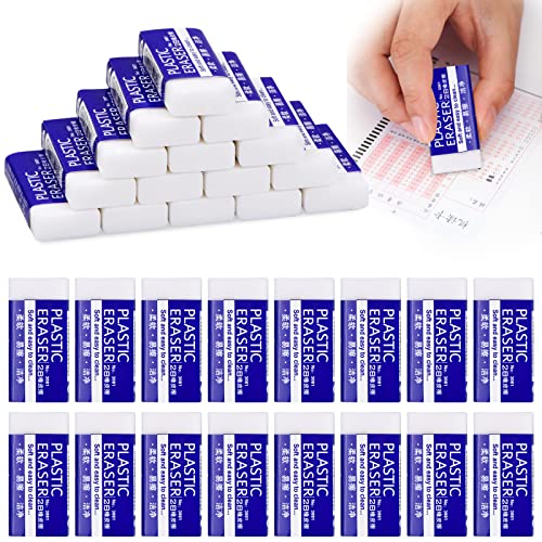 30 Pcs Gommes Blanches en Plastique, 2B Gomme Douce et Durable, Gomme à Effacer, Gomme Crayon, pour écoles, Croquis, Peintures, Beaux-arts, Bureaux (3.8 * 1.8 * 0.8cm)