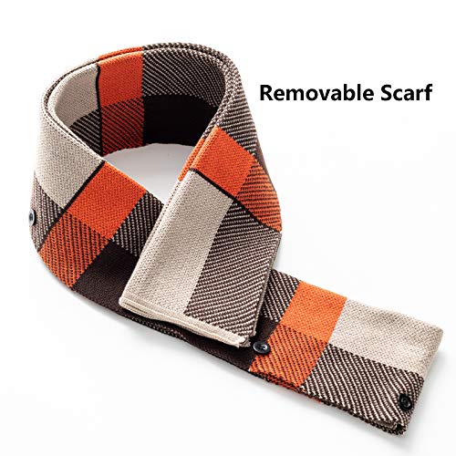 Image of WULFUL Men's Wool Blend Winter Coat Slim Fit Short Trenchcoat Warm Business Jacket with Detachable Soft Wool Scarf