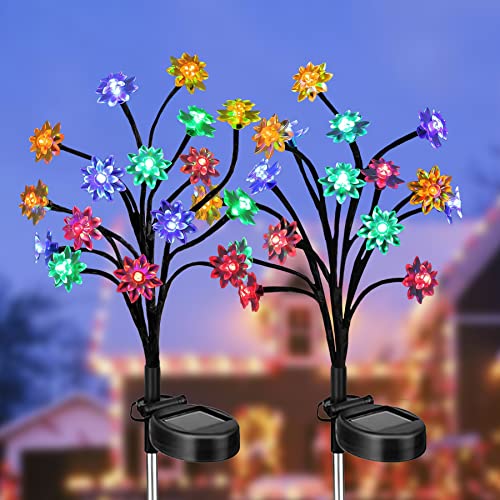 ITICdecor Solar Garden Lights Solar Flower Landscape Lights , Solar Decorative Lights Outdoor for Pathway, Patio, Front Yard Decoration (2 Pack) Cover