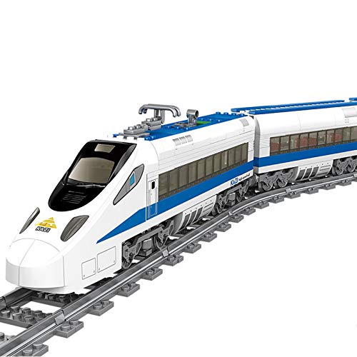 BGOOD Technik Zug Personenzug mit Schienen, 474 Klemmbausteine Ferngesteuerter City Zug Eisenbahn mit Motor, Wagen…