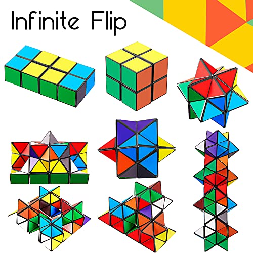 4 Pieces 2 In 1 Combo Cube Toy Magic Star Cube Transforming Infinity Geometric Puzzle Toys Cool Fidgets Mini Shape Transforming Cube For Teens And Adults (Vivid Color) #TOP1