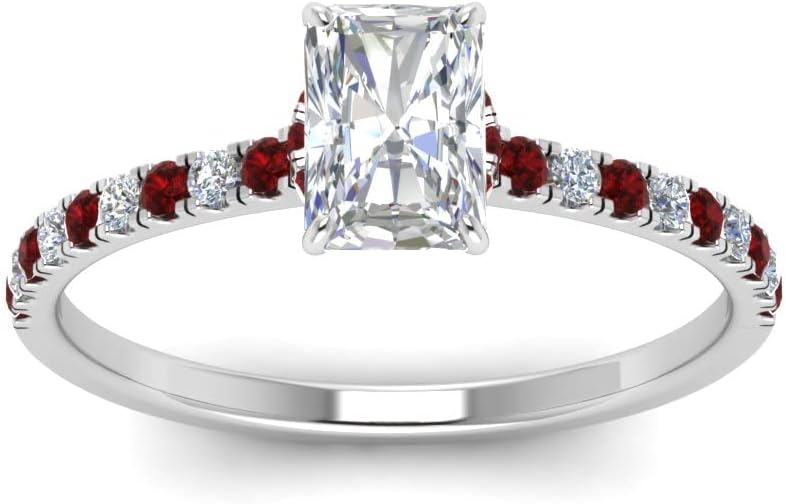 Choose Your Gemstone Radiant Shape 925 Sterling Silver Halo Engagement Ring Lightweight Office Wear Everyday Gift Jewelry Hidden Halo Petite Diamond CZ Ring : US Size 4 to 12