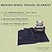COCOON - Premium - Merino Wool/Silk Travel Blanket - Cozy, Soft, Warm, Lightweight - Graphite Grey