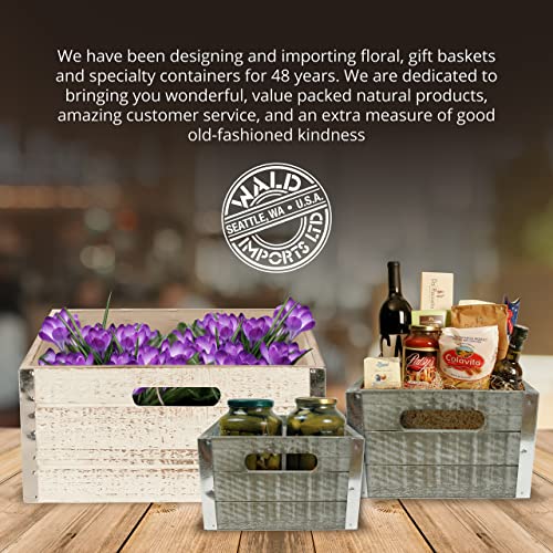 Wald Imports - Set Of 3 Distressed White-Washed Wooden Crates For Storage - Decorative Wooden Crate Set For Home Decoration & Display - Vintage Storage For Household Goods #TOP5