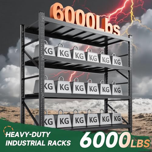 Image of Letaya 6000LBS Storage Shelves Heavy Duty,79 inch W Garage Shelving Units, 4 Tier Adjustable Utility Rack Shelf,Large Metal Industrial Shelves,for Shop,Warehouse,Basement,Black (79 inch W x 24 inch D x 79 inch H)