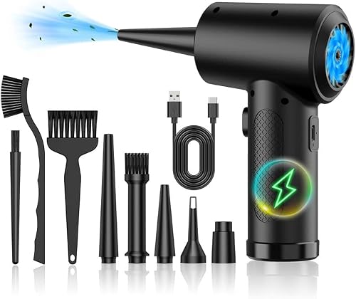 ZARIMI Compressed air Duster - Keyboard Cleaner for Office no Canned Reusable Good Replacement Can Electric 91000RPM Cordless 7600mAh Black…