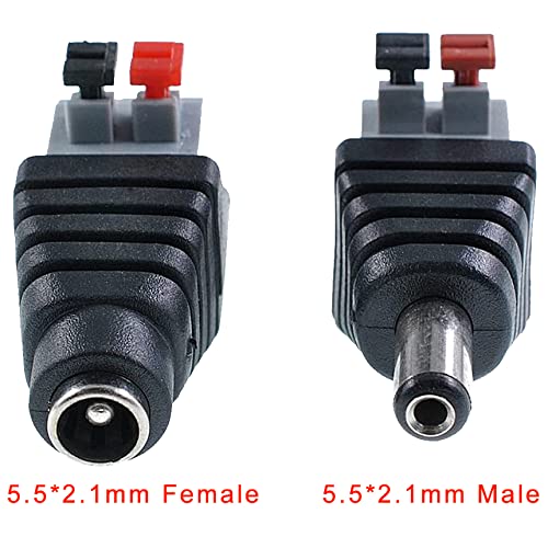 5 Connettori DC Maschio 5.5x2.1 O 5.5x2.5 Mm Con Terminali Da Saldare, Lunghi 14 Mm – Perfetti Per CCTV, Strisce LED E Riparazioni Fai-da-te