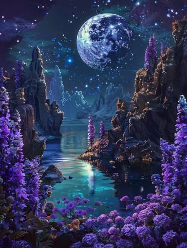 Diamond Painting Adulte Lune et Arbre 80x110cm G0-593 Broderie Diamant Grand Format