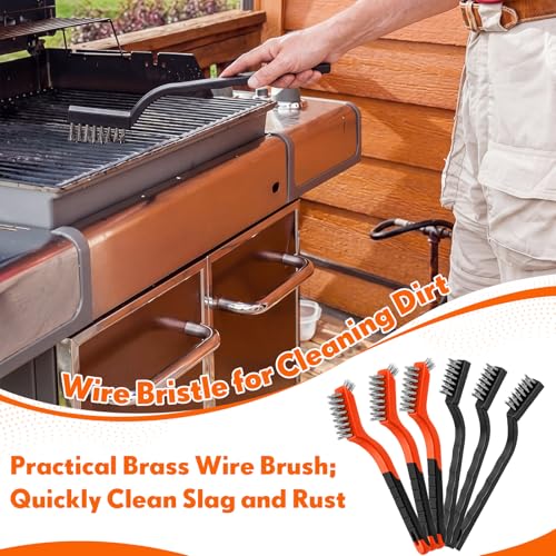 Image of Zhehao 90 Pcs Mini Wire Brushes Set for Cleaning Small Stainless Metal Brush Scrub Masonry Brass Wire Curved Handle for Cleaning Welding Slag Rust Paint Stain(Double Headed Mix)