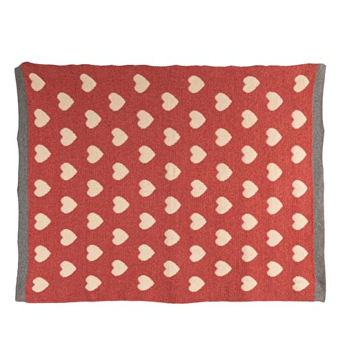 Image of Creative Co-Op Cotton Knit Baby Blanket with Hearts, 40 inch L x 32 inch W