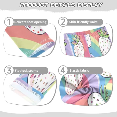 Toddler Girls Leggings Printed Yoga Pants Leggings White Strawberries Cartoon Rainbow for Kids3