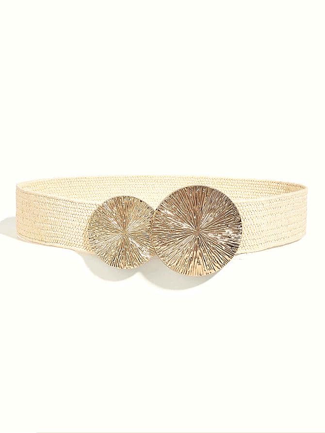Ceinture Large Élastique Femme Dorée - Ajustable 70-105 Cm, Boucle Métallique, Pour Robe, Jean, Tenue élégante - 10