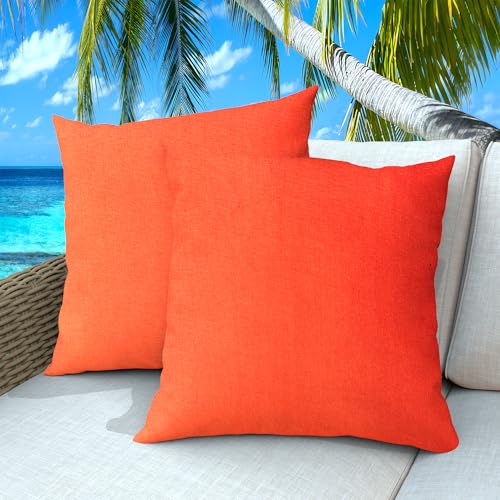 Dormirpilow Outdoor Pillows Set of 2, 20''×20''Waterproof Throw Pillow for Patio Furniture, Feathers and Down Filled Outside Decorative Pillows Inserts for Garden, Porch Swing, Couch and Sofa