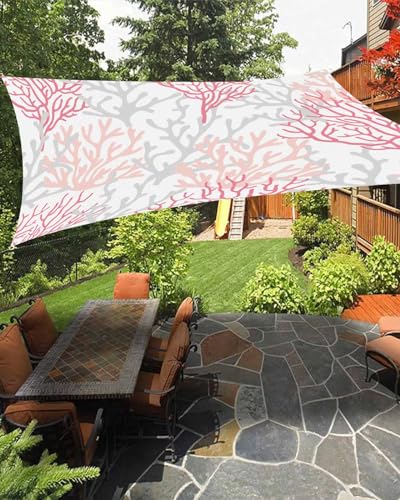 Pink Grey Coral Sun Sail Shades Rectangle Canopy,Sunlight Block Heavy Duty Curved Backyard Shade Cover, Waterproof Sun Shades for Patios Garden Pergola Outdoor,8'x10' Coastal Beach Sea Gradient Ocean