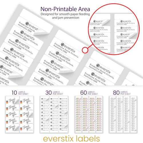 Image of 1 inch x 2-5 /8 inch, 25 Sheets, 750 Mailing Address Labels, White Sticker Labels for Laser & Inkjet Printers, Permanent Adhesive