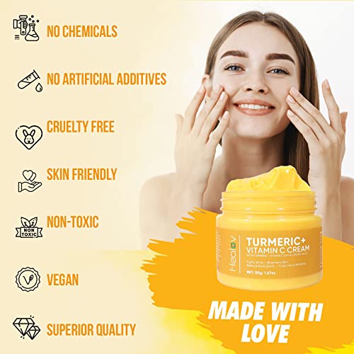 Turmeric Face Cream For Face & Body - All Natural Turmeric Skin Brightening Lotion - Turmeric Cleanses Skin, Fights Acne, Evens Tone, Fades Scars, Sun Damage, & Age Spots - Pure Turmeric Cream Healing Skincare With Vitamin C #TOP2