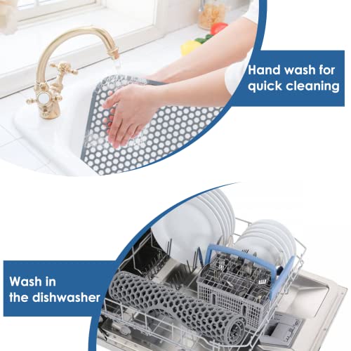Bestjing Silicone Sink Mat, 2 Pack 13.58\'\'x 11.6\'\' Sink Protectors for Kitchen Sink with Center Drain, Non-Slip Heat Resistant Sink Mat Grid for Bottom of Stainless Steel Porcelain Sink (Center Hole) - Thumbnail 6