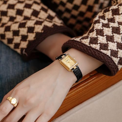 Montre rectangulaire femme noir et marron cadeau idéal - 4