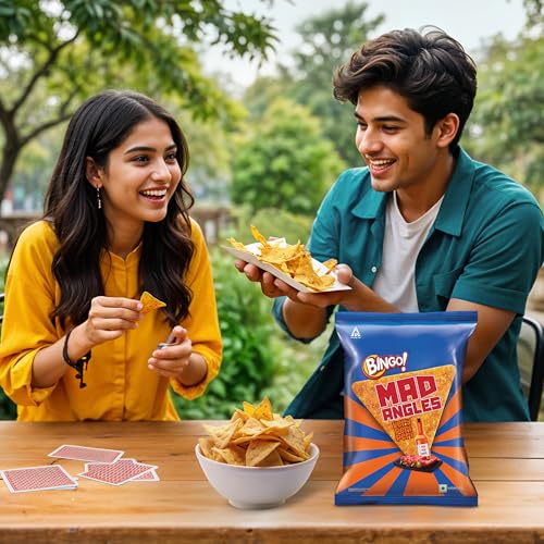 Image of Bingo! Mad Angles Very Peri Peri - Spicy & Crunchy Corn-Based Triangle Chips Pack for Snacks 117 /130gram (Weight may vary)