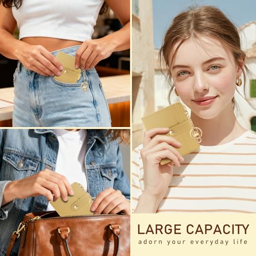 Image of Jogjam Ginger Yellow Rfid Ladies Wallet, Small Slim Thin Compact Credit Card Women Wallet, PU Leather Bifold Cash Zipper Coin Pocket ID Window for Female