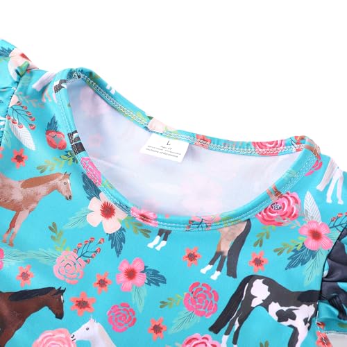 Toddler Girls Dress Baseball Hearts Print Dresses Flutter Sleeve 2-8Y2