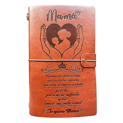 OMNIQI Regalo mamá, Regalo dia de la madre original, Regalo cumpleaños madre, Regalo navidad para mamá, Regalo madre original, Cuaderno de cuero A5 para madre