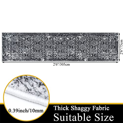 Vaukki Hallway Runner Rug, Vintage Shaggy Soft Laundry Rug Runner, Non Slip Entryway Runner Mat, Washable Farmhouse Kitchen Area Carpet For Bathroom, Entryway And Bedroom (2'6'' X 10', Black) #TOP6