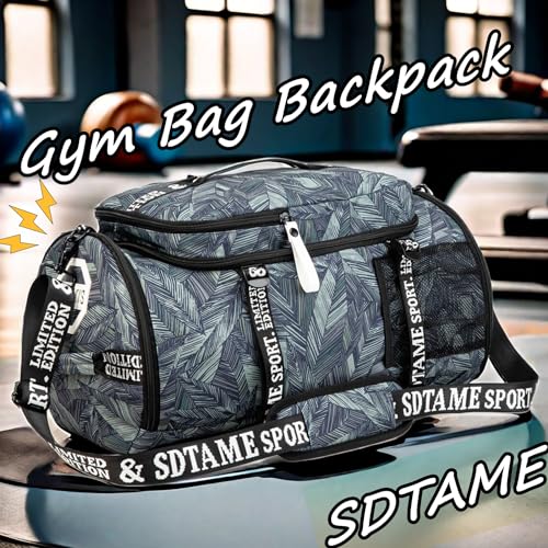 Image of SDTAME Gym Duffel Backpack with Shoe Pocket & Laptop Sleeve