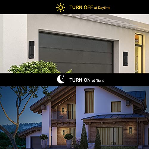 Odorpower Outdoor Wall Sconce Dusk To Dawn Wall Light 2Pcs Black Outdoor Lights Bubble Crystal Glass Exterior Waterproof Porch Lights Front Door Entryway Light Fixtures #TOP3