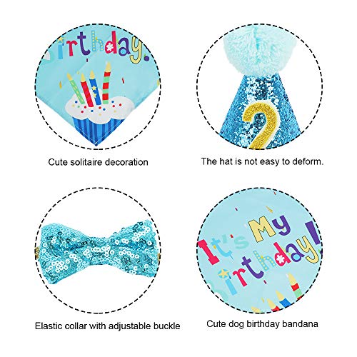 WOVTE Dog Birthday Bandana Hat Banner Set,Dog Happy Birthday Adorable Hat Banner Cute Neckerchief Ties for Boys and Girls, Party Accessories, Birthday Decorations - Image 7