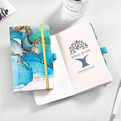 Pocket Planner/Calendar 2023-2026 - Monthly Pocket Planner/Calendar With 63 Notes Pages, Jul. 2023 - Jun. 2026, 3.8" X 6.4", 3 Year Monthly Planner With Inner Pocket + Pen Hold - Teal Waterink #TOP1