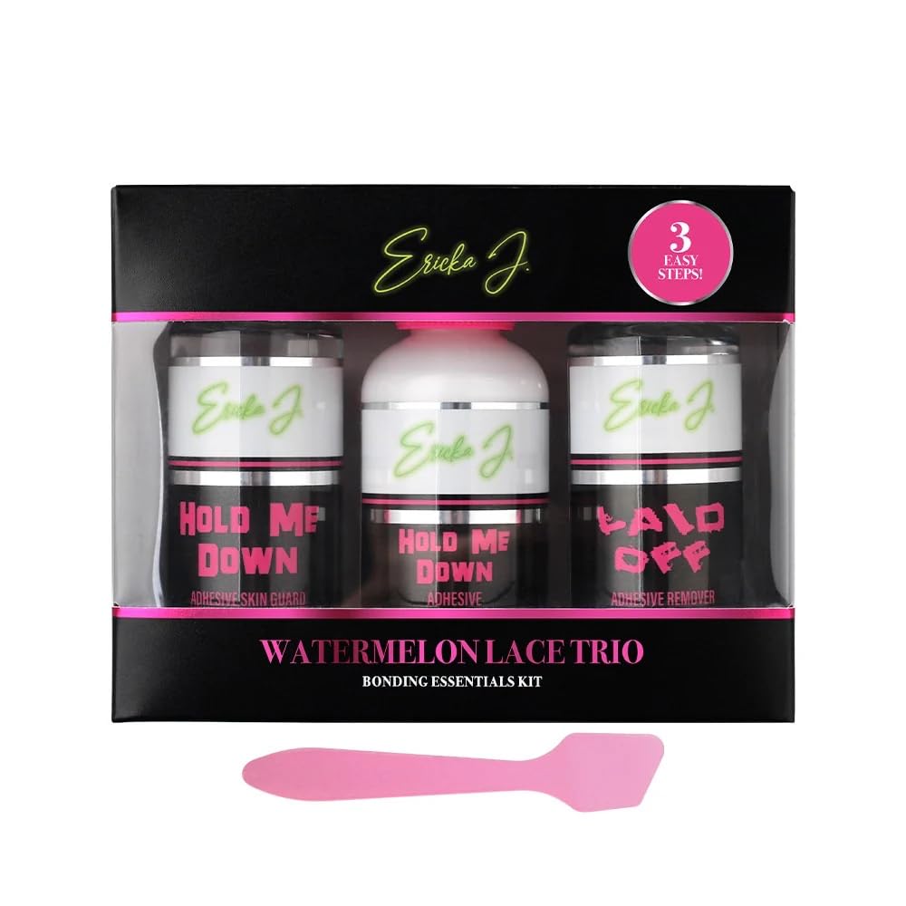 Ericka J. Lace Application System Trio Kit – Skin Guard, Hold Me Down Adhesive & Laid Off Adhesive Remover – Complete Wig Installation Solution,
