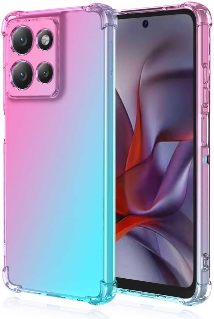 for Moto G Power 5G 2025/G Power 5G 2026 Case,Shockproof Slim Ultra-Thin Flexible TPU Soft Silicone Airbag Anti-Drop Case Cover for Motorola Moto G Power 5G 2025/2026 (Pink/Teal)