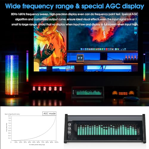 Image of [Upgraded] VFD Audio Spectrum Analyzer Bluetooth 5.0 Receiver 3.5mm AUX Selector (Black)