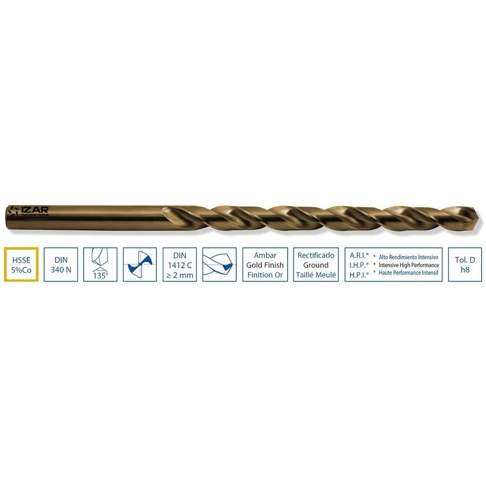 Foret à métaux HSSE long DIN340N IZAR 4,50 mm pour perçage profond acier inox