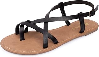 Huayuanwell Women's Gladiator Flat Sandals Fisherman Strappy Sandals Ankle Strap Sandals