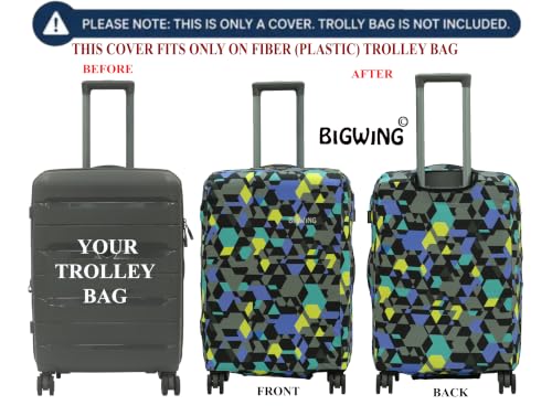 Image of BIGWING Protective Luggage Cover in Polyester Fabric with Abstract Multicolor Print for | Large Size 28' inch 75 cm | Hard Luggage (Fiber) Trolley Bag Cover