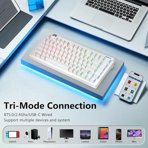 Image of Redragon Wireless Mechanical Keyboard Creamy, Custom 75% Design, White