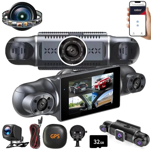 4-Channel 1080p Car Recorder, 360° View 4 Channel Dash Cam, Driving Safety Car Recorder 1080p 4 Channel, Built-in Wi-FI GPS, 3.16” IPS Screen, 170°Wide Angle, 24h Parking Mode (Four Cameras) 4-Channel 1080p Car Recorder, 360° View 4 Channel Dash Cam, Driving Safety Car Recorder 1080p 4 Channel, Built-in Wi-FI GPS, 3.16” IPS Screen, 170°Wide Angle, 24h Parking Mode (Four Cameras)
