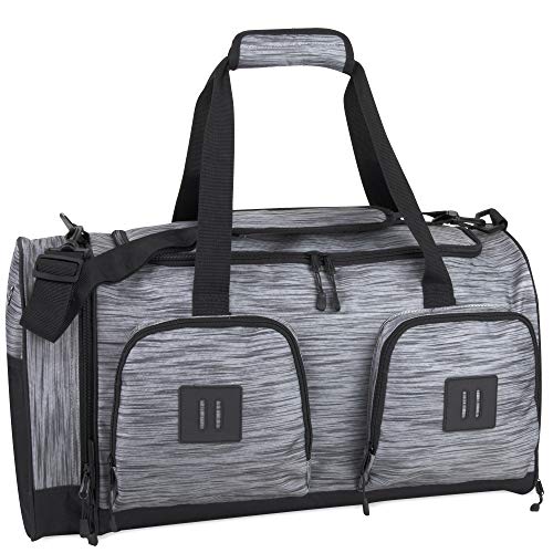 40 Liter Duffle Bag - 22 Inch Duffle Bag Extra Large Wide Open Multi Pocket Duffle Bags for Men and Women with Shoes Compartment (Heather Grey)